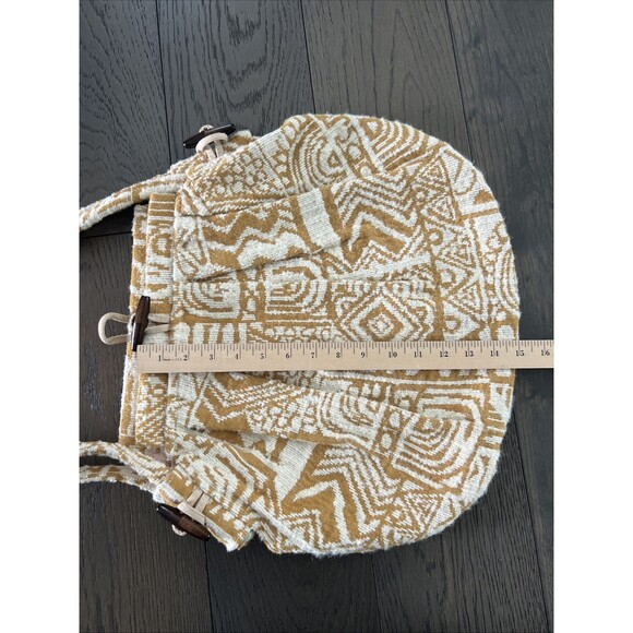 Vintage Yellow Cream Large Shoulder Bag Wooden Toggle Buttons - Picture 7 of 8
